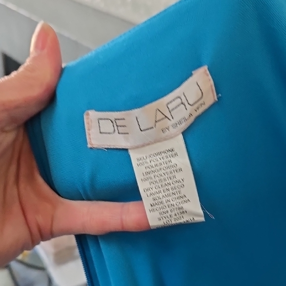 Blue Asymmetrical Ruched Prom Gown - Picture 2 of 5